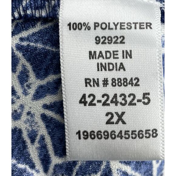 Catherines Womens Georgette Open Shoulder Top Plus Size 2X Ruffle Ombre Blue - Picture 5 of 6